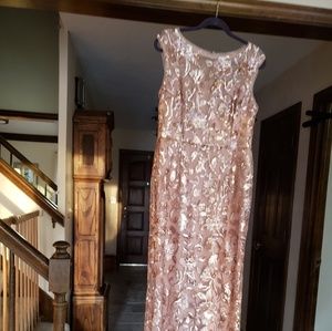 Long Sequined Rose Gold Gown.
